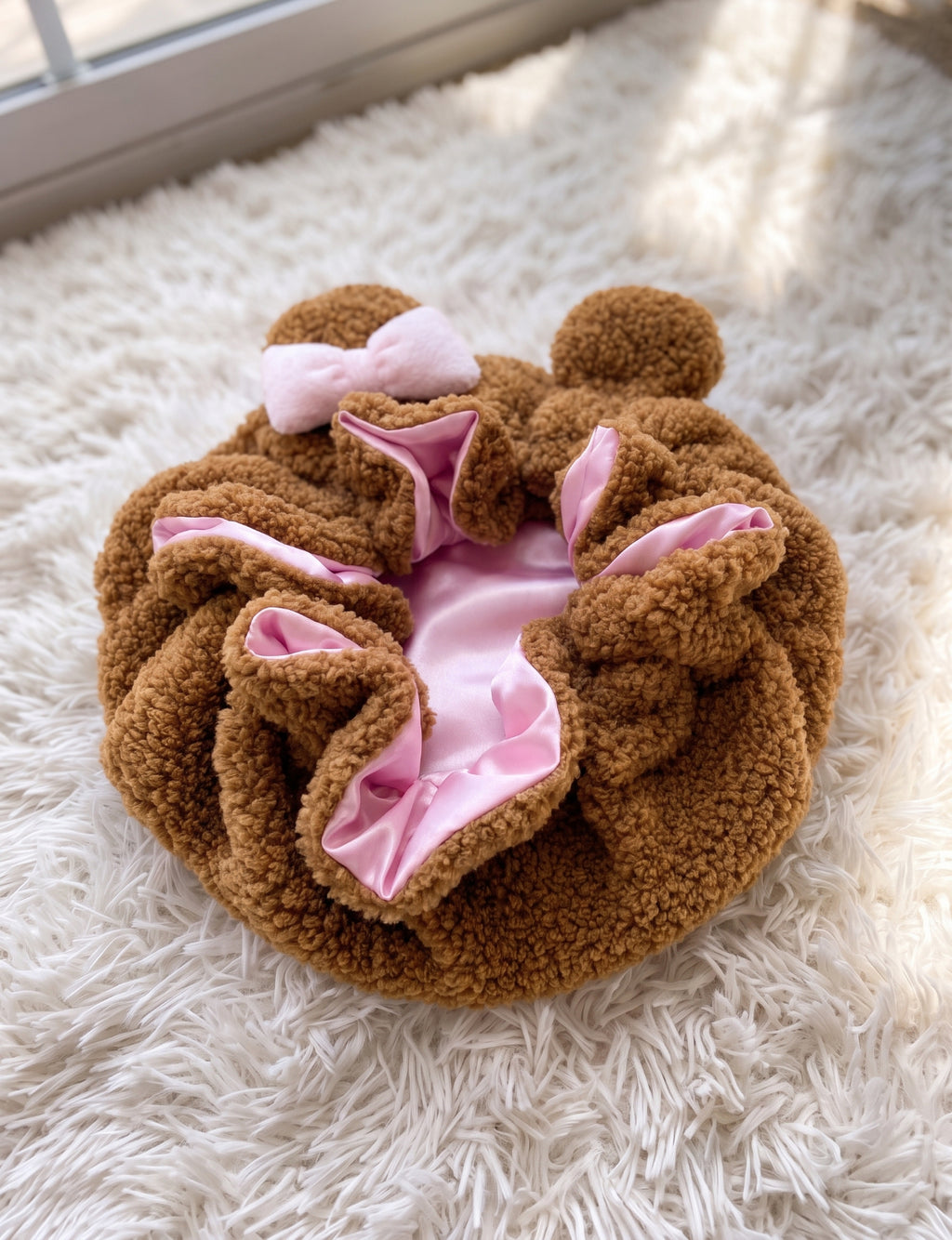 Teddy Bear Satin Lined Bonnet