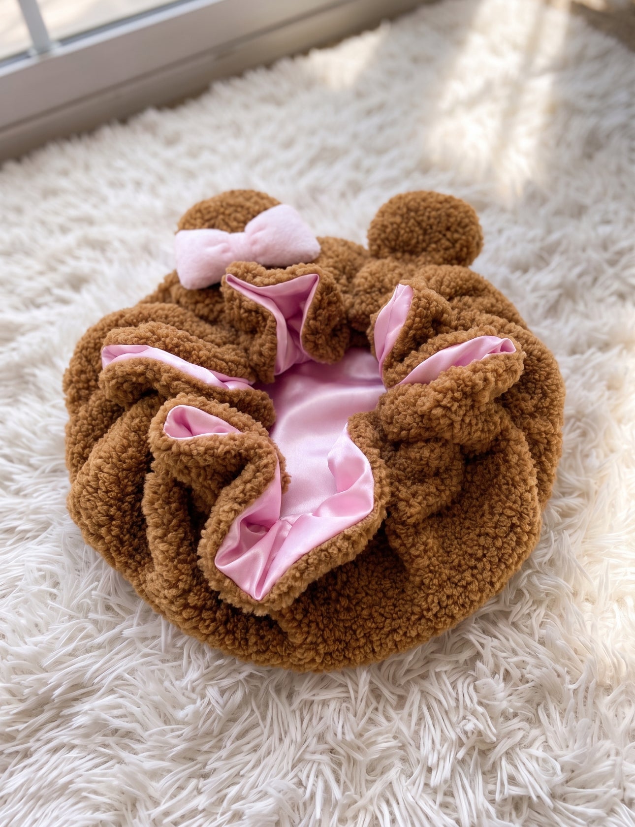 Teddy Bear Satin Lined Bonnet