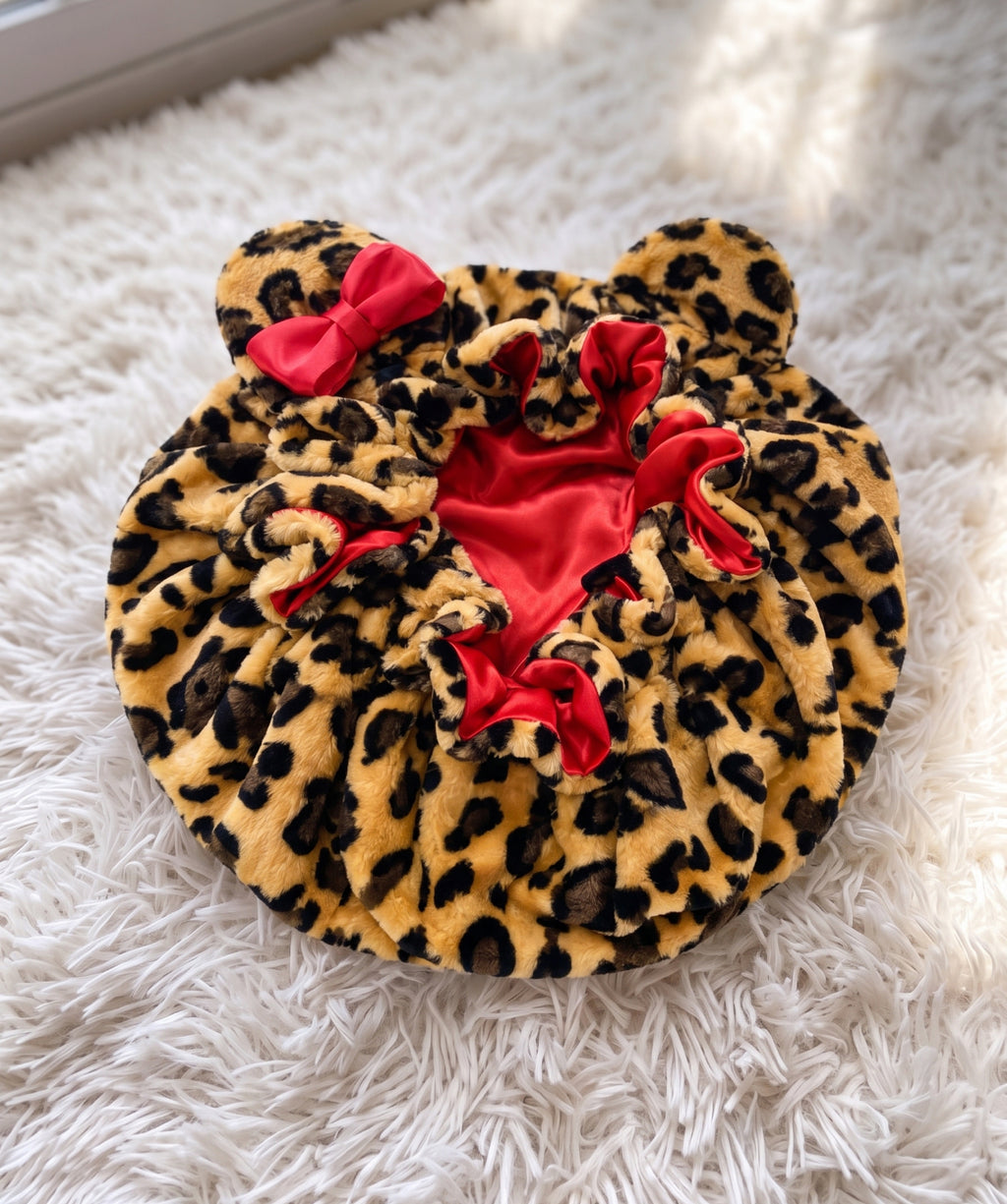 Teddy Bear Satin Lined Bonnet