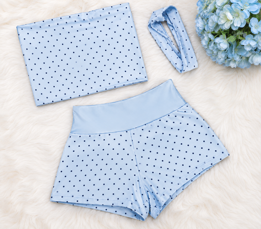 GLITZARA polka dot dream shorts set – Y2K two-piece summer outfit in pink