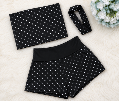 Polka dot two-piece shorts set in yellow – GLITZARA women's summer outfit