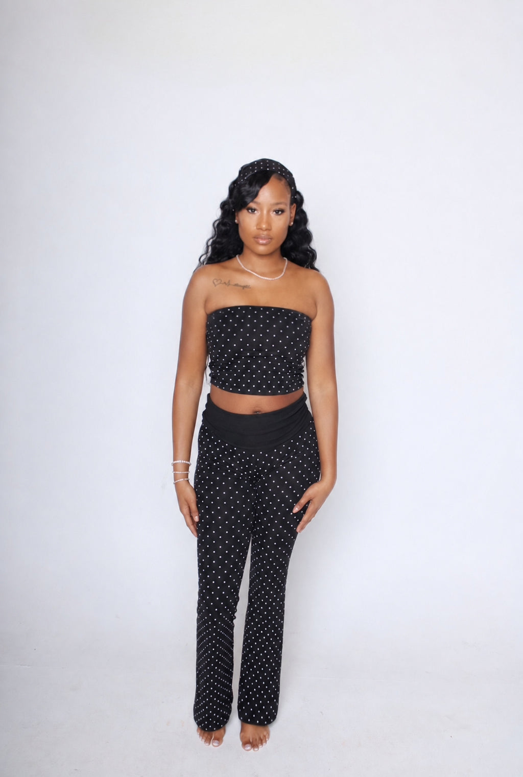 Polka Dot Dream Flare Leggings Set – Women's Y2K Two-Piece Cotton Outfit
