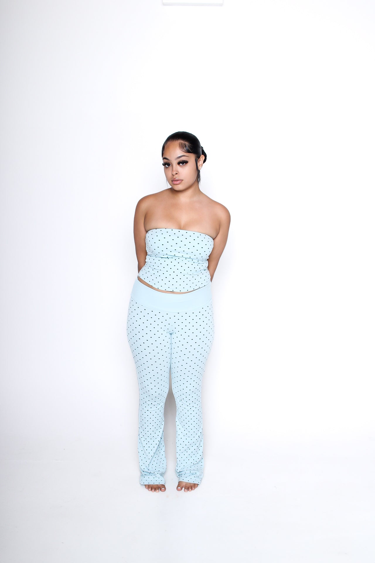 Polka Dot Dream Flare Leggings Set – Women's Y2K Two-Piece Cotton Outfit