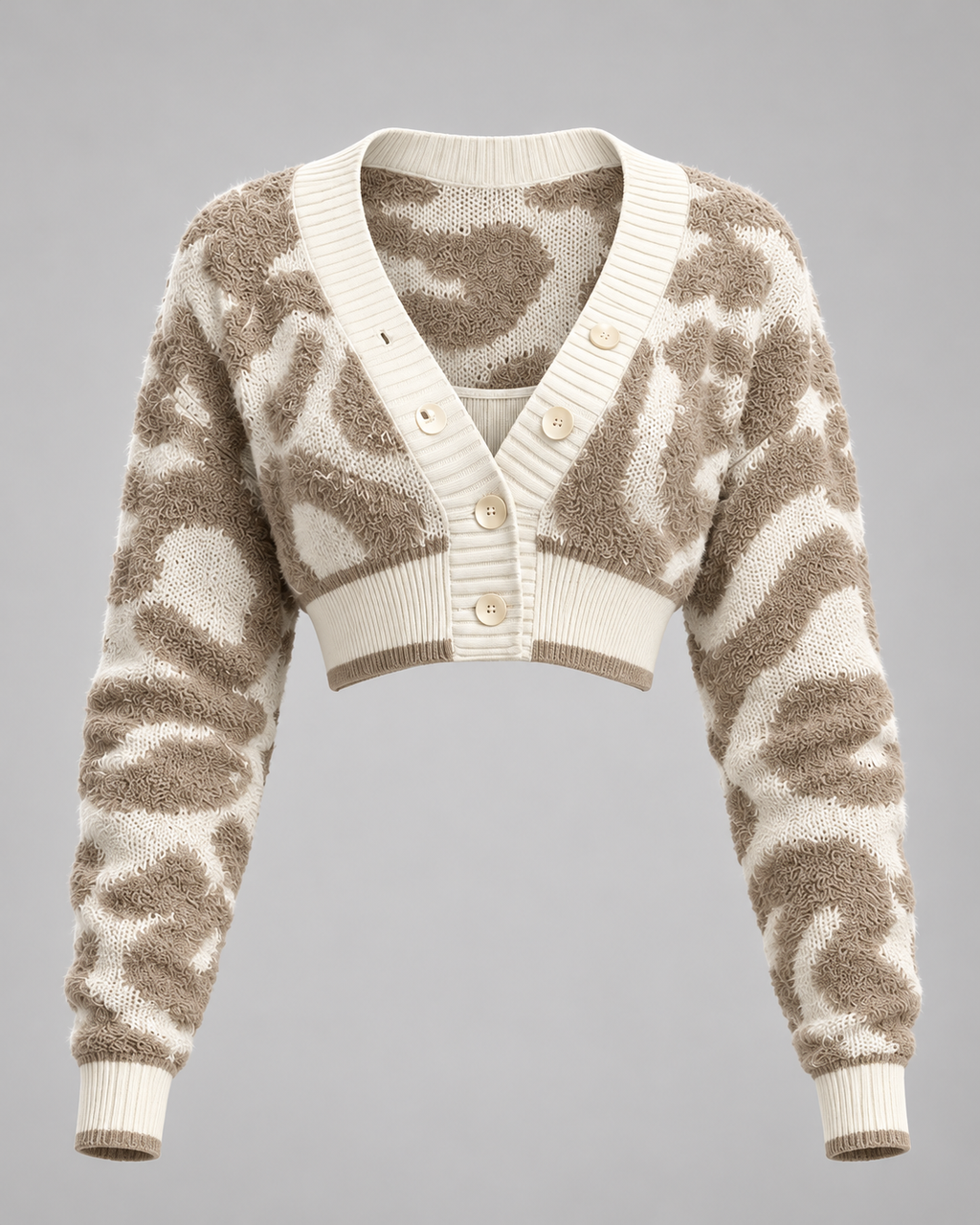 Swirl Fuzzy Cropped Cardigan