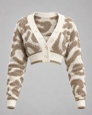 Swirl Fuzzy Cropped Cardigan