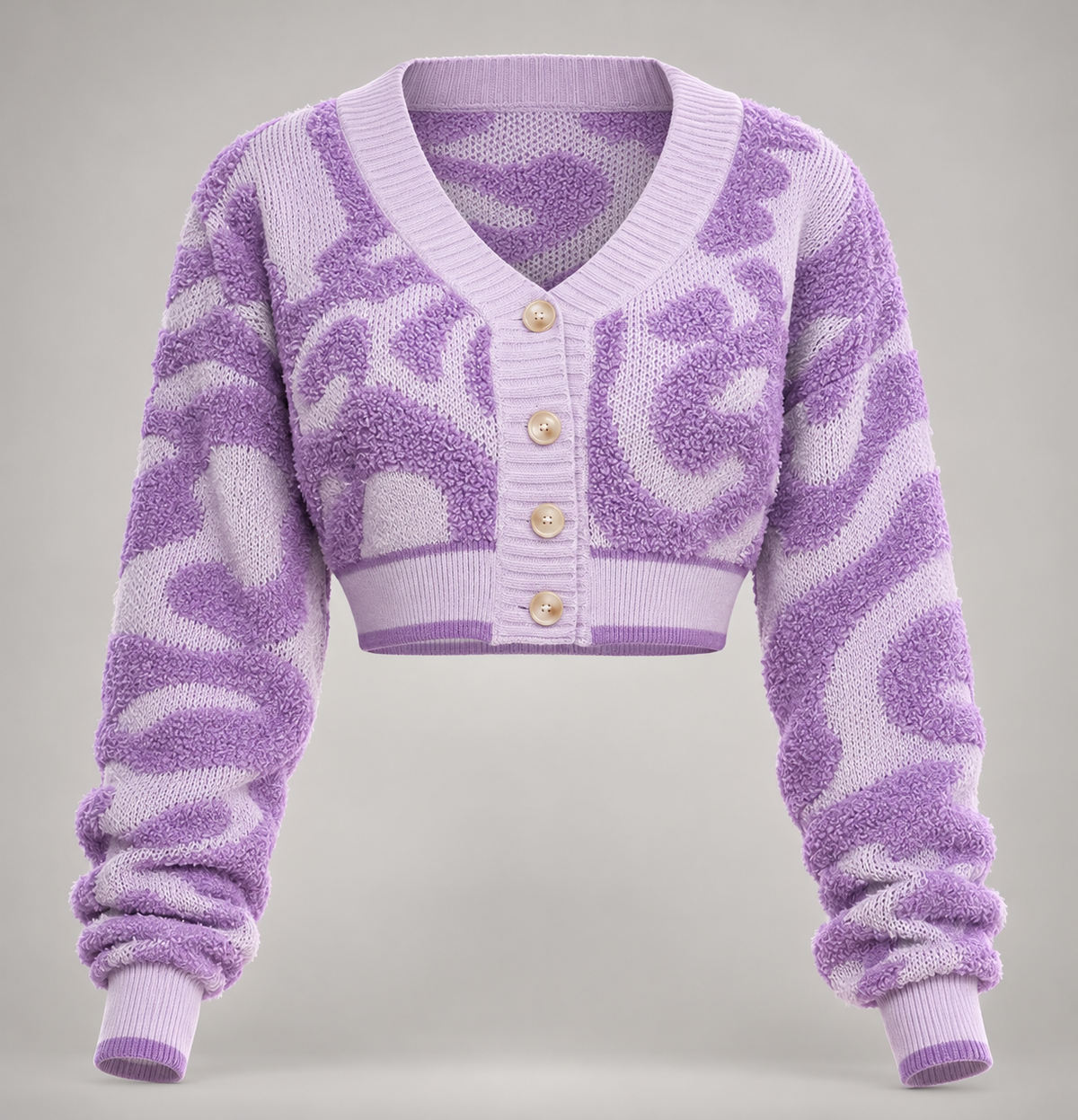 Swirl Fuzzy Cropped Cardigan