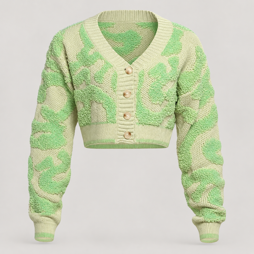 Swirl Fuzzy Cropped Cardigan