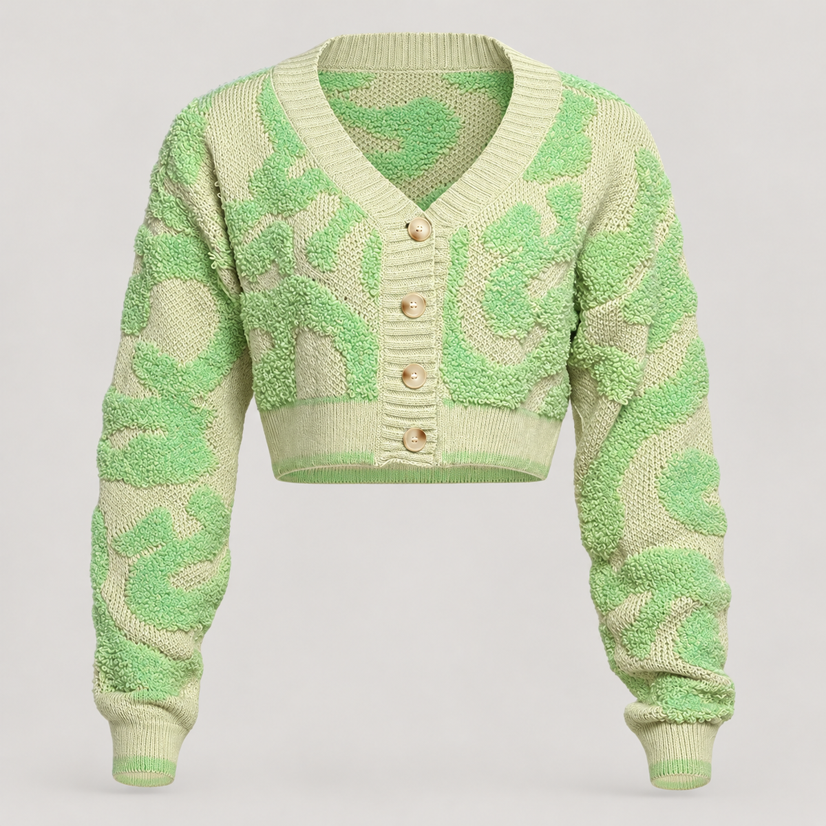 Swirl Fuzzy Cropped Cardigan