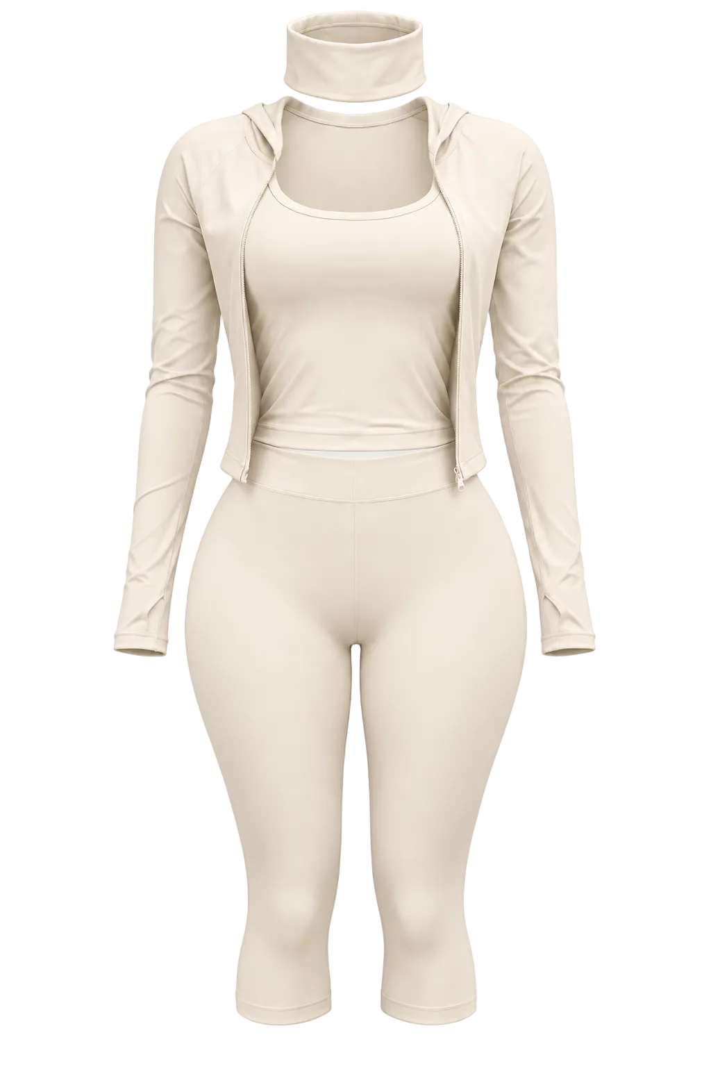 Coquette Hooded 3-Piece Capri Set