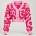Swirl Fuzzy Cropped Cardigan