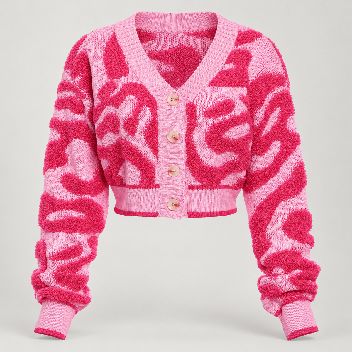 Swirl Fuzzy Cropped Cardigan