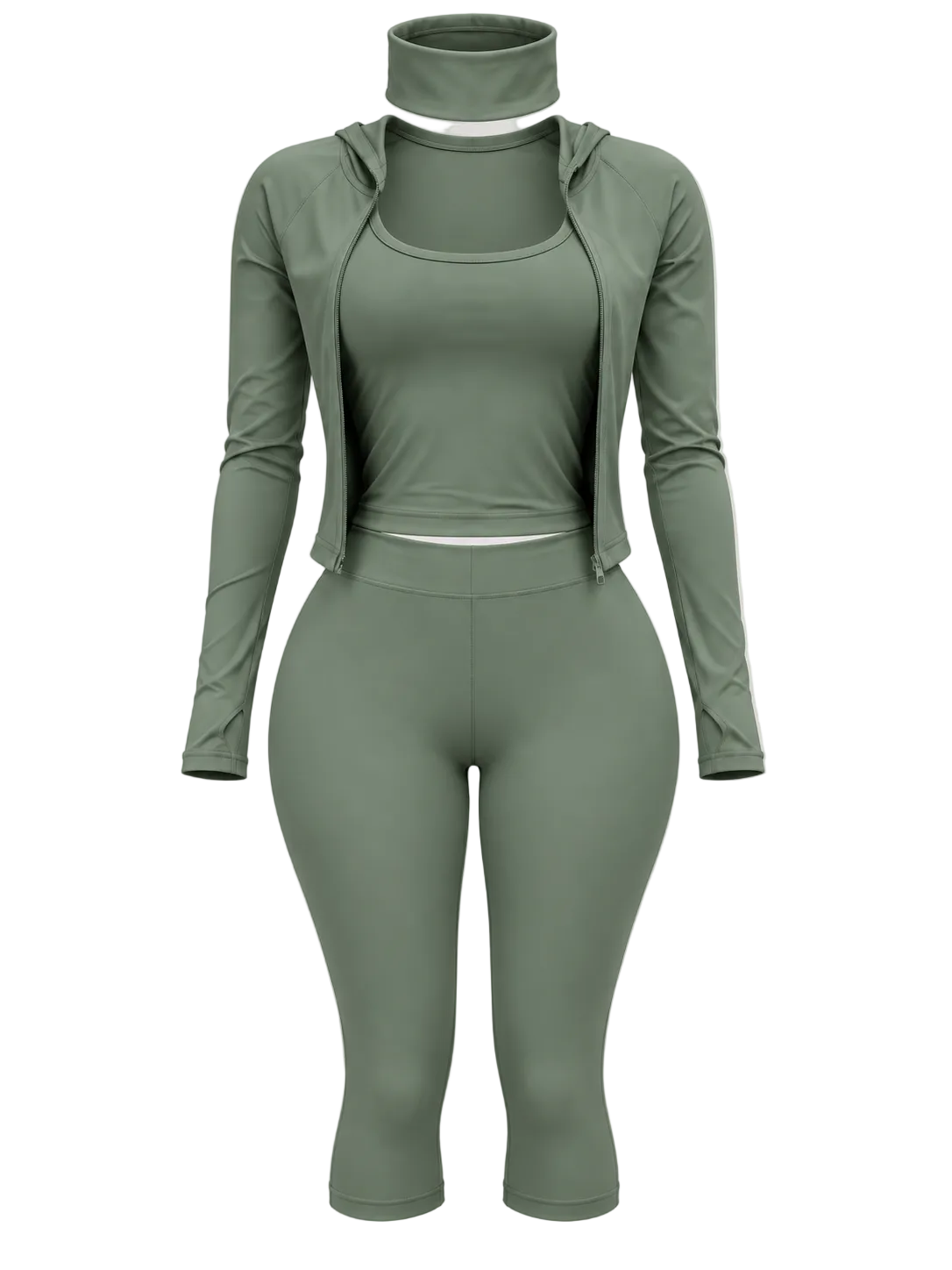 Coquette Hooded 3-Piece Capri Set