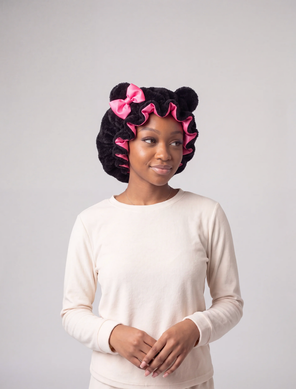 Teddy Bear Satin Lined Bonnet