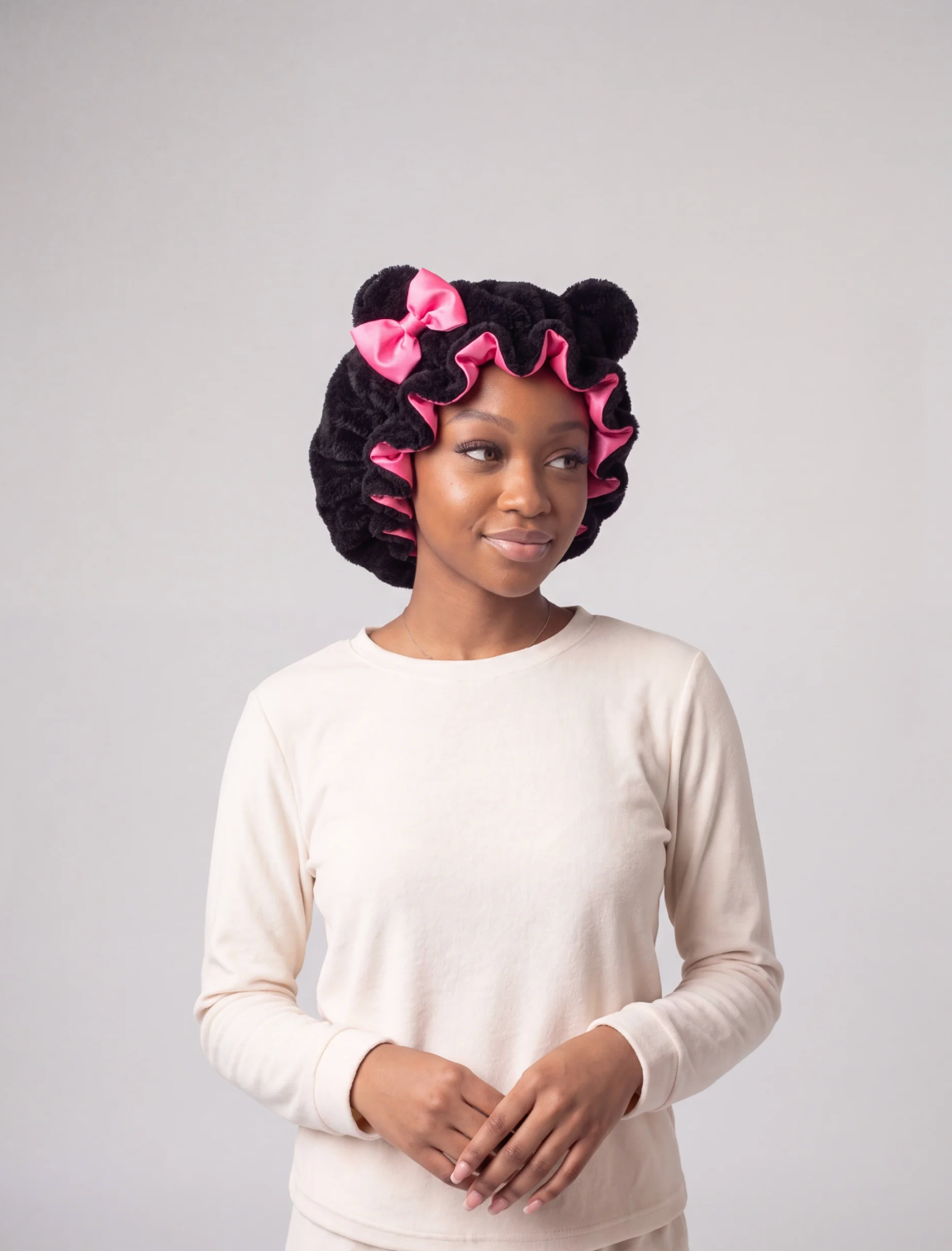 Teddy Bear Satin Lined Bonnet