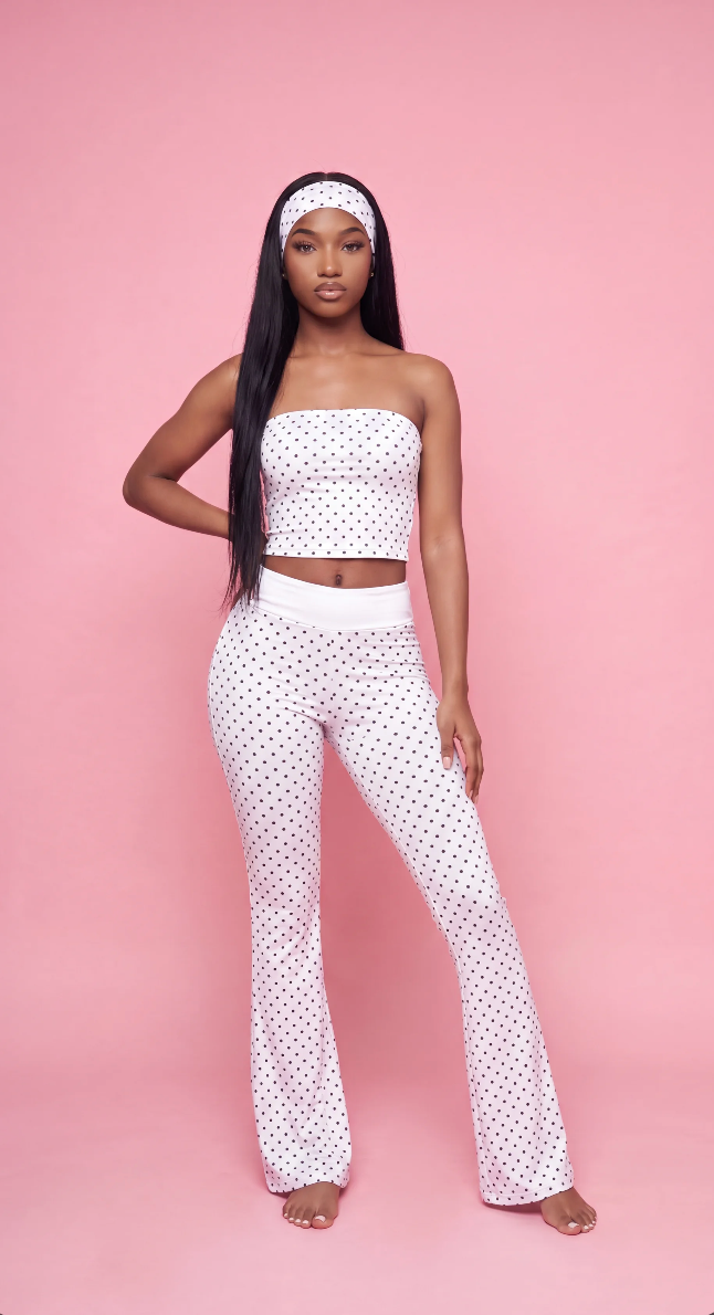 Polka Dot Dream Flare Leggings Cotton Set