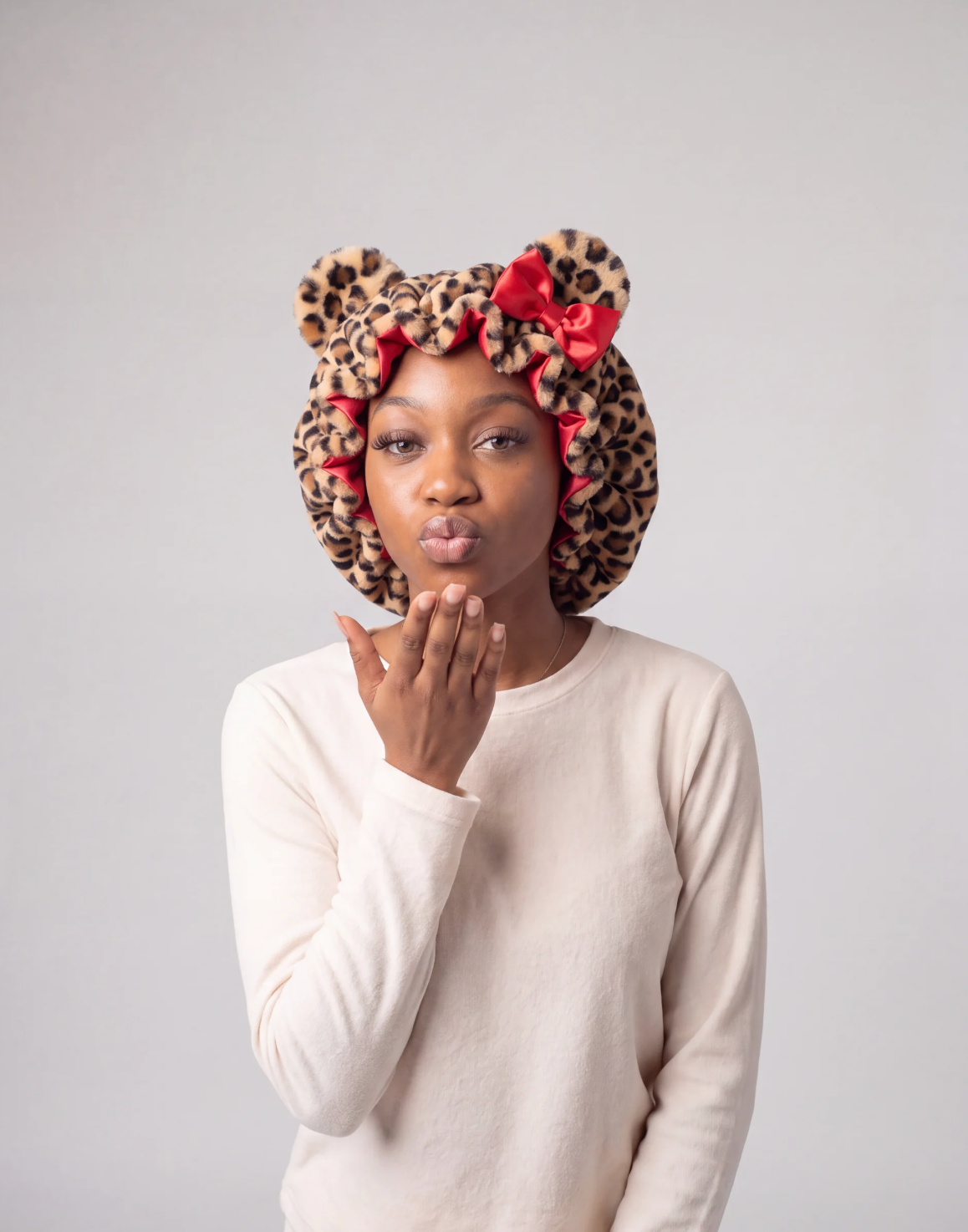 Teddy Bear Satin Lined Bonnet