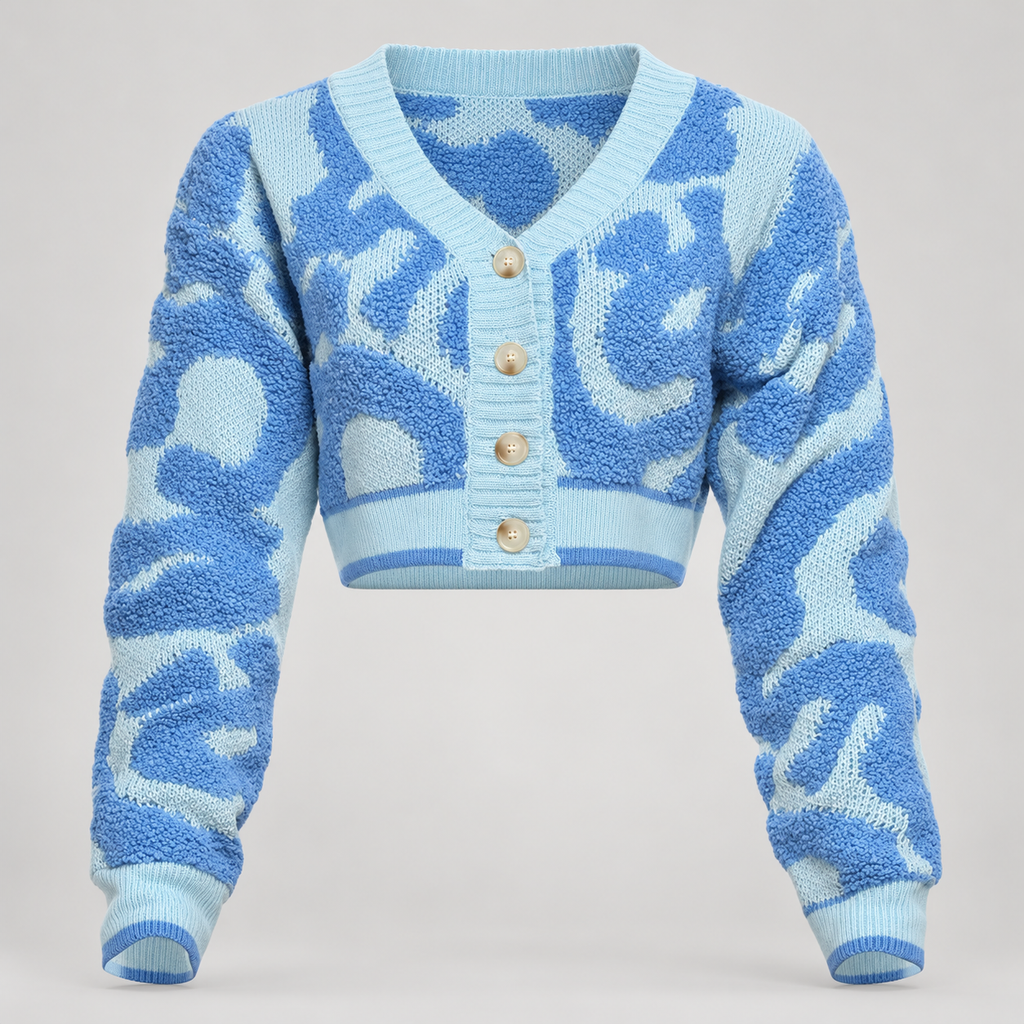 Swirl Fuzzy Cropped Cardigan