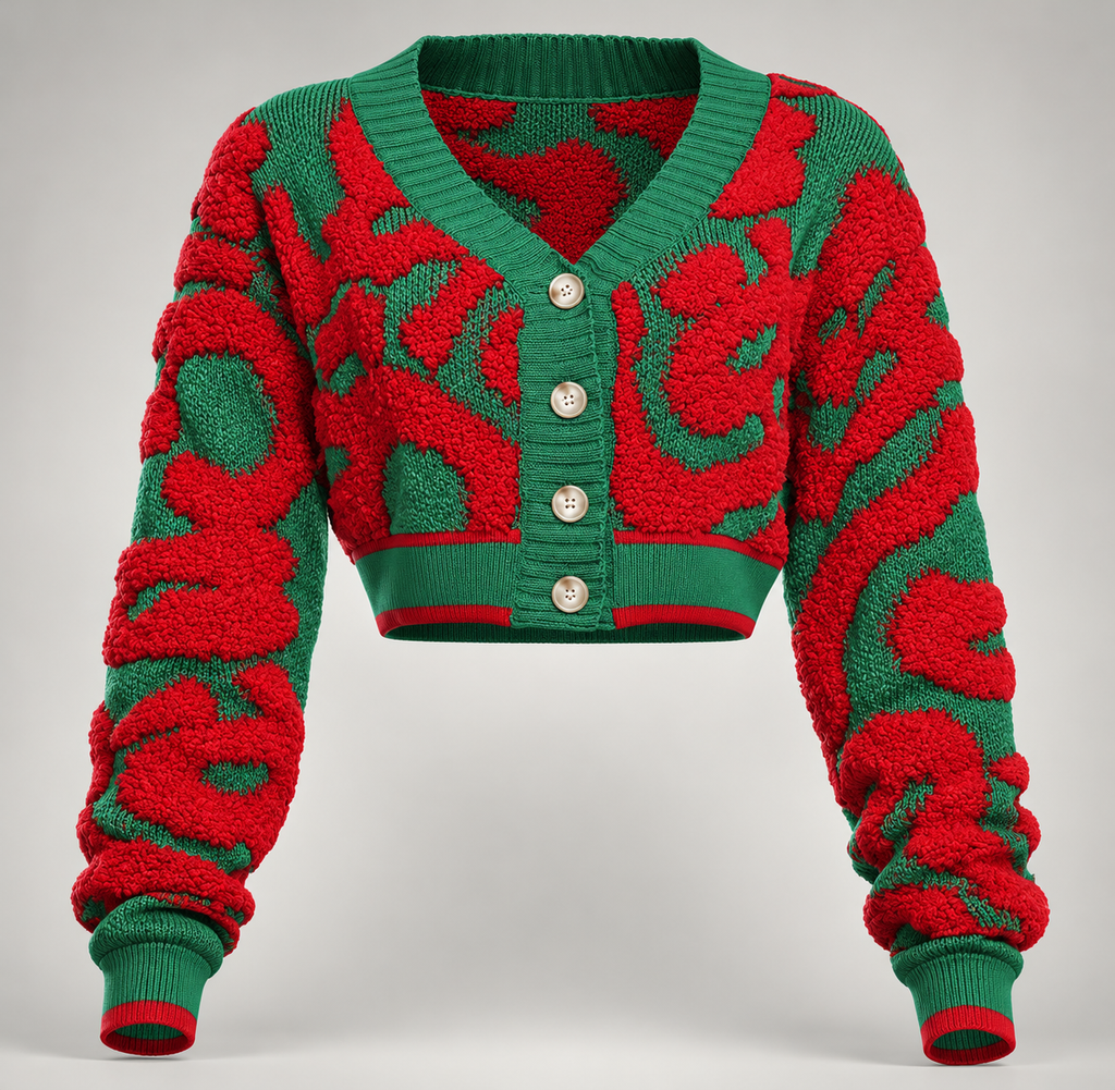 Swirl Fuzzy Cropped Cardigan